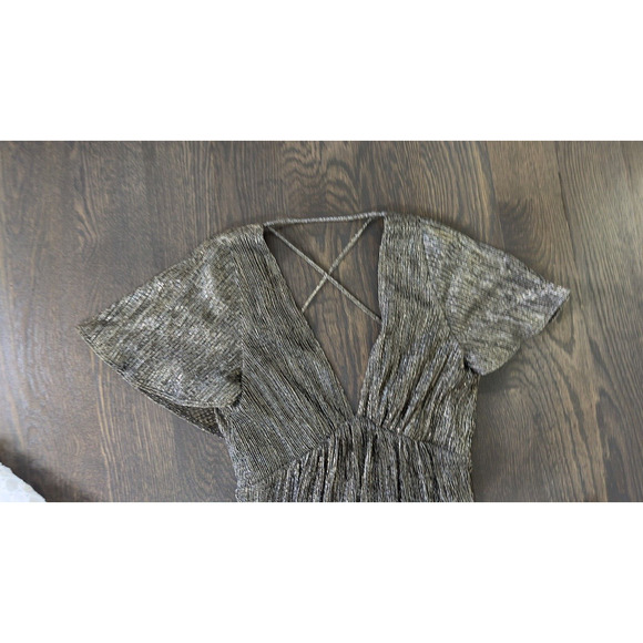 LKnWOT Halston Heritage Revolve‎ Metallic Gold Black V-neck Dress S - Picture 7 of 7